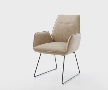 DELIFE Eetkamerstoel Zoa-Flex microvelours beige vintage slipframe zwart pocketveer kern