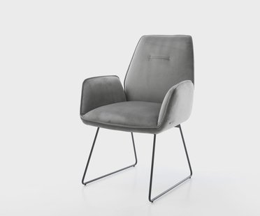 DELIFE Eetkamerstoel Zoa-Flex fluweel grijs slipframe zwart pocketveer kern