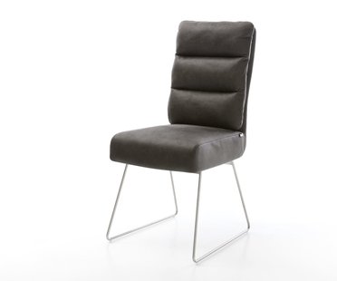 DELIFE Eetkamerstoel Pela-Flex microvelours antraciet vintage slipframe roestvrij staal pocketveer kern