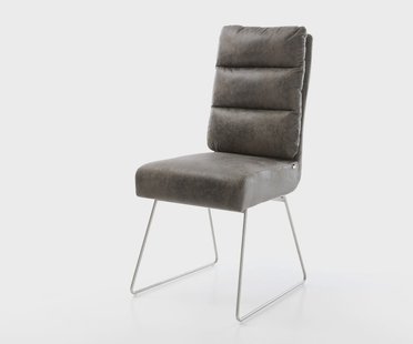 DELIFE Eetkamerstoel Pela-Flex microvelours grijs antiek slipframe roestvrij staal pocketveer kern