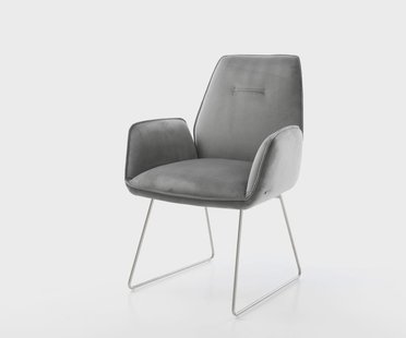 DELIFE Eetkamerstoel Zoa-Flex fluweel grijs slipframe roestvrij staal pocketveer kern