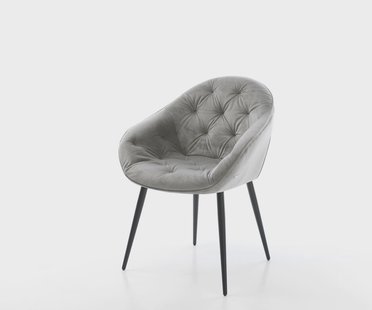 DELIFE Eetkamerstoel Gaio-Flex fluweel grijs 4-poot conisch zwart