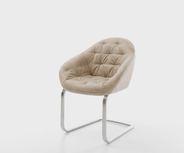 DELIFE Sledemodel Gaio-Flex microvelours beige vintage sledemodel vlak roestvrij staal