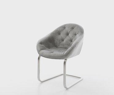 DELIFE Sledemodel Gaio-Flex fluweel grijs sledemodel vlak roestvrij staal