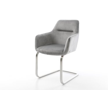 DELIFE Sledemodel Pejo-Flex fluweel grijs sledemodel vlak roestvrij staal pocketveer kern