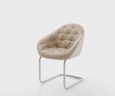 DELIFE Sledemodel Gaio-Flex microvelours beige vintage sledemodel rond roestvrij staal