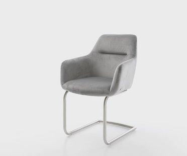 DELIFE Sledemodel Pejo-Flex fluweel grijs sledemodel rond roestvrij staal pocketveer kern