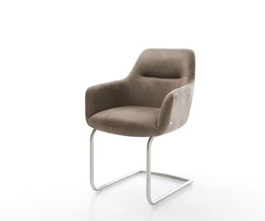 DELIFE Sledemodel Pejo-Flex microvelours taupe vintage sledemodel rond roestvrij staal pocketveer kern
