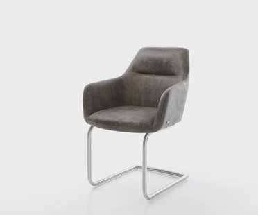 DELIFE Sledemodel Pejo-Flex microvelours grijs antiek sledemodel rond roestvrij staal pocketveer kern
