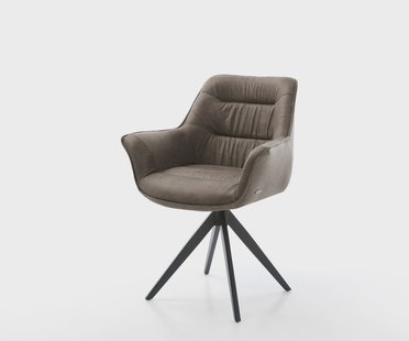 DELIFE Eetkamerstoel Kaira-Flex microvelours taupe vintage kruisframe hoekig zwart