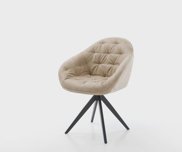 DELIFE Eetkamerstoel Gaio-Flex microvelours beige vintage kruisframe hoekig zwart