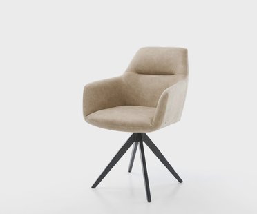 DELIFE Eetkamerstoel Pejo-Flex microvelours beige vintage kruisframe hoekig zwart pocketveer kern