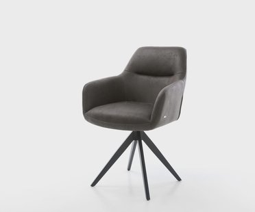 DELIFE Eetkamerstoel Pejo-Flex microvelours antraciet vintage kruisframe hoekig zwart pocketveer kern
