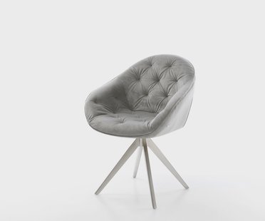 DELIFE Eetkamerstoel Gaio-Flex fluweel grijs kruisframe hoekig roestvrij staal