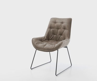 DELIFE Eetkamerstoel Taimi-Flex microvelours taupe vintage slipframe zwart