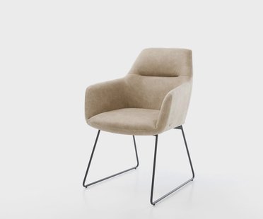 DELIFE Eetkamerstoel Pejo-Flex microvelours beige vintage slipframe zwart pocketveer kern