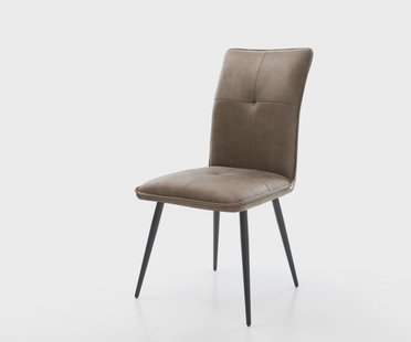 DELIFE Eetkamerstoel Maddy-Flex microvelours taupe vintage 4-poot conisch zwart