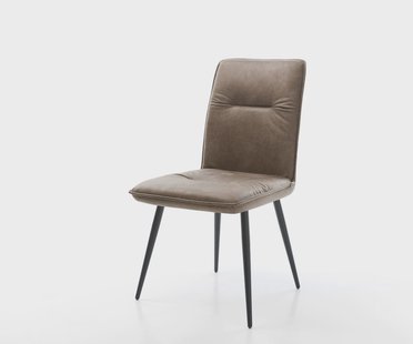 DELIFE Eetkamerstoel Vinjo-Flex microvelours taupe vintage 4-poot conisch zwart