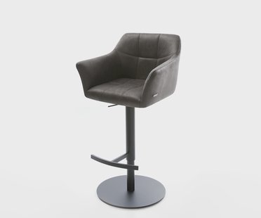 DELIFE Barstoel Yulo-Flex vintage antraciet draaivoet hoogteverstelbaar metaal