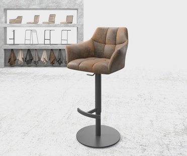 DELIFE Barstoel Yulo-Flex vintage bruin draaivoet hoogteverstelbaar metaal