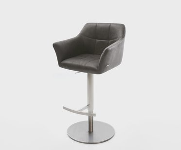 DELIFE Barstoel Yulo-Flex vintage antraciet draaivoet hoogteverstelbaar roestvrijstaal