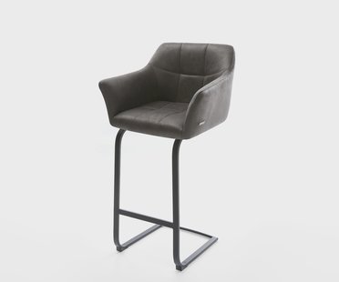 DELIFE Barstoel Yulo-Flex vintage antraciet sledestoel vlak metaal