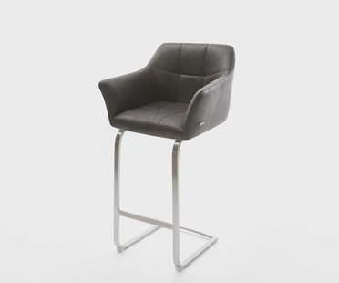 DELIFE Barstoel Yulo-Flex vintage antraciet sledestoel vlak roestvrijstaal