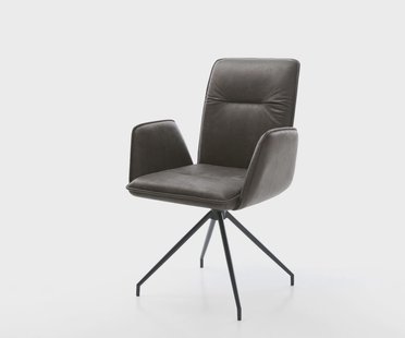 DELIFE Eetkamerstoel Vinja-Flex microvelours antraciet vintage kruisframe conisch zwart