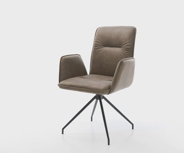 DELIFE Draaistoel Vinja-Flex taupe vintage kruisframe conisch zwart 180° draaibaar