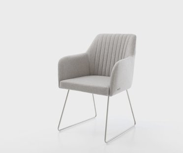 DELIFE Eetkamerstoel Greg-Flex stripes lichtgrijs slipframe roestvrij staal