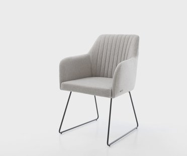 DELIFE Eetkamerstoel Greg-Flex stripes lichtgrijs slipframe zwart