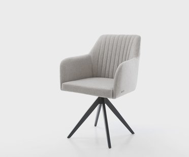 DELIFE Eetkamerstoel Greg-Flex stripes lichtgrijs kruisframe hoekig zwart