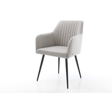 DELIFE Eetkamerstoel Greg-Flex stripes lichtgrijs 4-poot conisch zwart