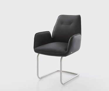 DELIFE Sledemodel Zoa-Flex echt leer zwart sledemodel rond roestvrij staal pocketveer kern