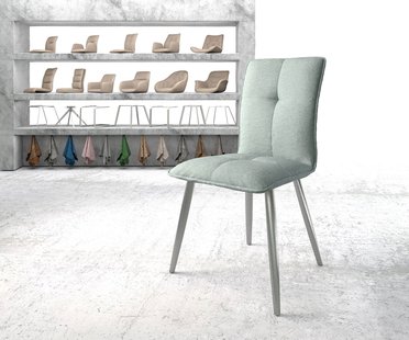 DELIFE Eetkamerstoel Maddy-Flex stripes mint 4-poot conisch roestvrij staal