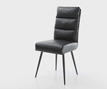 DELIFE Eetkamerstoel Pela-Flex echt leer zwart 4-poot conisch zwart pocketveer kern