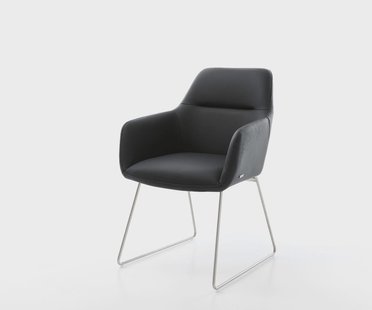 DELIFE Eetkamerstoel Pejo-Flex echt leer zwart slipframe roestvrij staal pocketveer kern