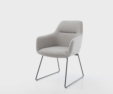 DELIFE Eetkamerstoel Pejo-Flex stripes lichtgrijs slipframe zwart