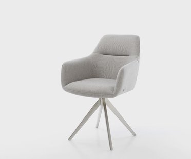 DELIFE Eetkamerstoel Pejo-Flex stripes lichtgrijs kruisframe hoekig roestvrij staal