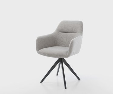 DELIFE Eetkamerstoel Pejo-Flex stripes lichtgrijs kruisframe hoekig zwart