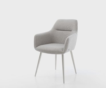 DELIFE Eetkamerstoel Pejo-Flex stripes lichtgrijs 4-poot conisch roestvrij staal