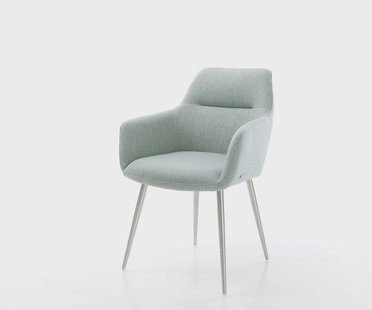 DELIFE Eetkamerstoel Pejo-Flex stripes mint 4-poot conisch roestvrij staal