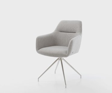 DELIFE Eetkamerstoel Pejo-Flex stripes lichtgrijs kruisframe conisch roestvrij staal