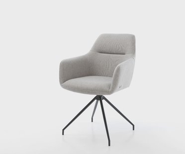 DELIFE Eetkamerstoel Pejo-Flex stripes lichtgrijs kruisframe conisch zwart