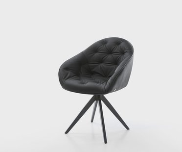 DELIFE Eetkamerstoel Gaio-Flex echt leer zwart kruisframe hoekig zwart