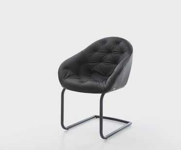 DELIFE Sledemodel Gaio-Flex echt leer zwart sledemodel rond zwart