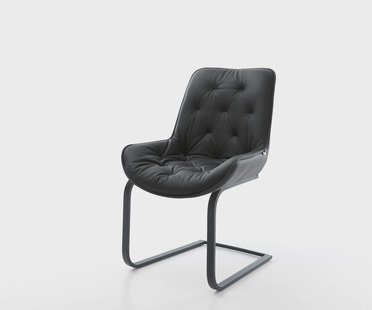 DELIFE Sledemodel Taimi-Flex echt leer zwart sledemodel vlak zwart