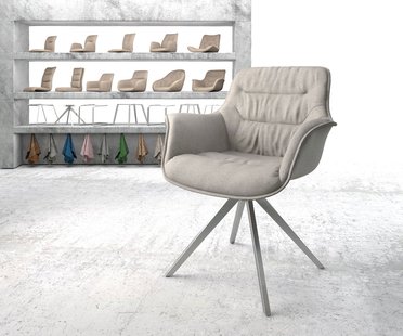 DELIFE Draaistoel Kaira-Flex stripes lichtgrijs kruisframe hoekig roestvrij staal 180° draaibaar