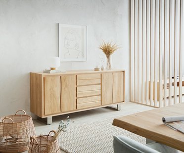 DELIFE Dressoir Live-Edge 170 cm natuur eiken 3 laden 4 deuren