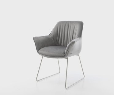 DELIFE Eetkamerstoel Keila-Flex met armleuning fluweel grijs slipframe roestvrij staal